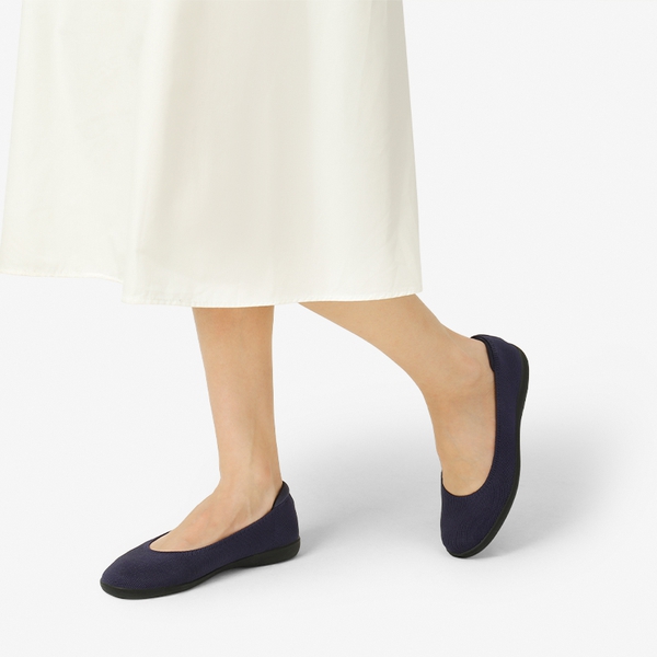 Round Toe Slip on Ballet Flats - NAVY - 1